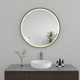 Aurora 32-Inch Round LED Bathroom Mirror, Front Light, Anti-Fog, Dimmable Touch Sensor Lighted Mirror