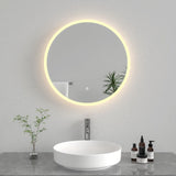 Aurora 24-Inch Round LED Bathroom Mirror, Front and Back Light, Anti-Fog, Dimmable Touch Sensor Lighted Mirror