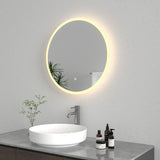 Aurora 24-Inch Round LED Bathroom Mirror, Front and Back Light, Anti-Fog, Dimmable Touch Sensor Lighted Mirror