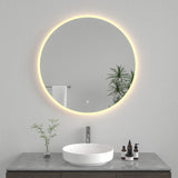 Aurora 24-Inch Round LED Bathroom Mirror, Front and Back Light, Anti-Fog, Dimmable Touch Sensor Lighted Mirror