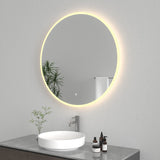 Aurora 24-Inch Round LED Bathroom Mirror, Front and Back Light, Anti-Fog, Dimmable Touch Sensor Lighted Mirror