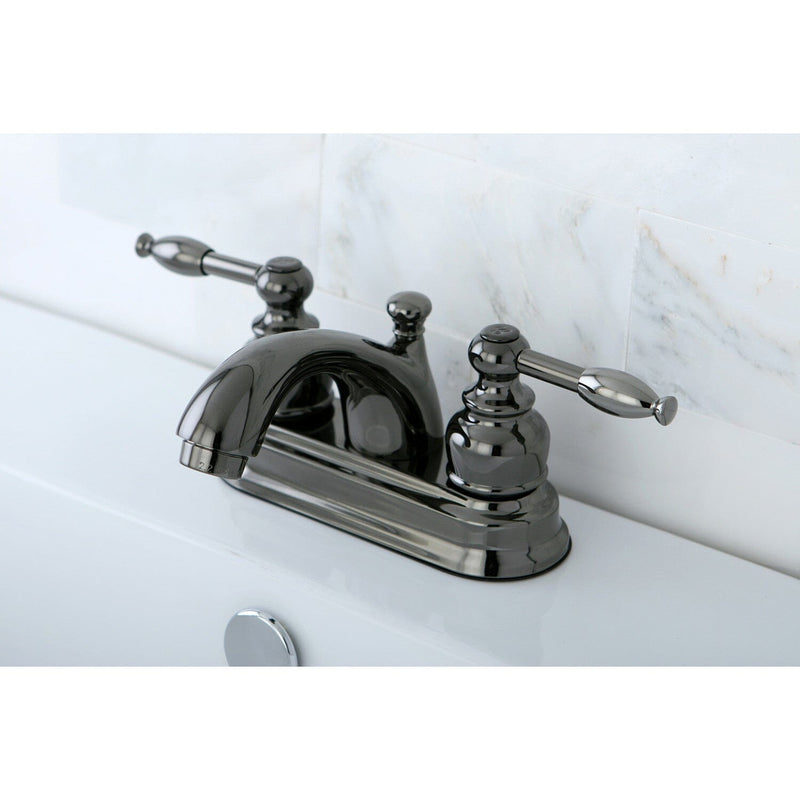 Water Onyx Double-Handle 3-Hole Deck Mount 4-Inch Centerset Bathroom Faucet with Pop-Up Drain
