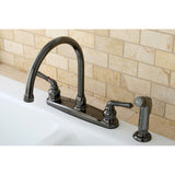 Water Onyx Two-Handle 4-Hole 8" Centerset Kitchen Faucet with Side Sprayer