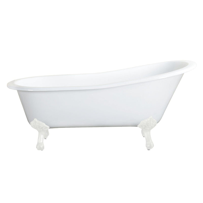 Aqua Eden 61-Inch Cast Iron Oval Single Slipper Clawfoot Tub (No Faucet Drillings)