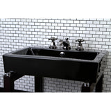 Water Onyx Two-Handle 3-Hole Deck Mount Widespread Bathroom Faucet with Brass Pop-Up