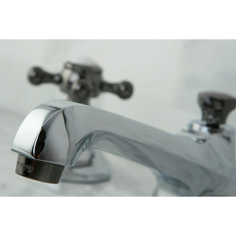 Water Onyx Two-Handle 3-Hole Deck Mount Widespread Bathroom Faucet with Brass Pop-Up