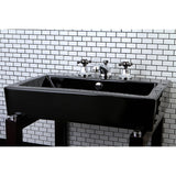 Water Onyx Two-Handle 3-Hole Deck Mount Widespread Bathroom Faucet with Brass Pop-Up