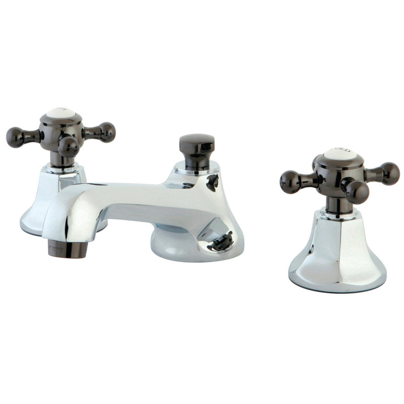 Water Onyx Two-Handle 3-Hole Deck Mount Widespread Bathroom Faucet with Brass Pop-Up