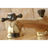 Water Onyx Two-Handle 3-Hole Deck Mount Widespread Bathroom Faucet with Brass Pop-Up