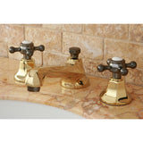 Water Onyx Two-Handle 3-Hole Deck Mount Widespread Bathroom Faucet with Brass Pop-Up