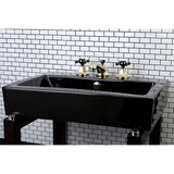 Water Onyx Two-Handle 3-Hole Deck Mount Widespread Bathroom Faucet with Brass Pop-Up