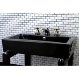 Water Onyx Two-Handle 3-Hole Deck Mount Widespread Bathroom Faucet with Brass Pop-Up