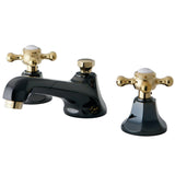 Water Onyx Two-Handle 3-Hole Deck Mount Widespread Bathroom Faucet with Brass Pop-Up