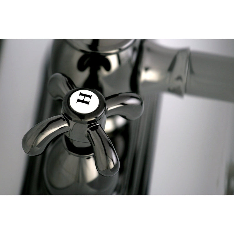 Water Onyx Double-Handle 3-Hole Deck Mount 4-Inch Centerset Bathroom Faucet with Brass Pop-Up