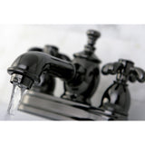 Water Onyx Double-Handle 3-Hole Deck Mount 4-Inch Centerset Bathroom Faucet with Brass Pop-Up