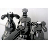 Water Onyx Double-Handle 3-Hole Deck Mount 4-Inch Centerset Bathroom Faucet with Brass Pop-Up