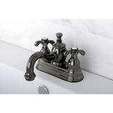 Water Onyx Double-Handle 3-Hole Deck Mount 4-Inch Centerset Bathroom Faucet with Brass Pop-Up
