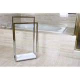 Edenscape 33-5/8 Inch Freestanding Pedestal 2-Tier Towel Rack with Wooden Shelf