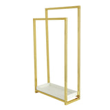 Edenscape 33-5/8 Inch Freestanding Pedestal 2-Tier Towel Rack with Wooden Shelf