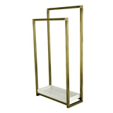 Edenscape 33-5/8 Inch Freestanding Pedestal 2-Tier Towel Rack with Wooden Shelf