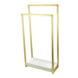 Edenscape 33-5/8 Inch Freestanding Pedestal 2-Tier Towel Rack with Wooden Shelf