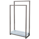 Edenscape 33-5/8 Inch Freestanding Pedestal 2-Tier Towel Rack with Wooden Shelf