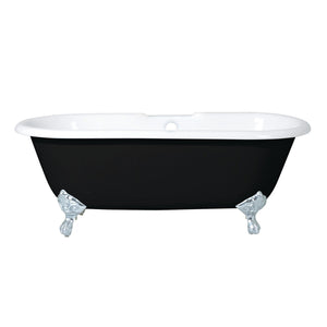 Aqua Eden 66-Inch Cast Iron Oval Double Ended Clawfoot Tub (7-Inch Faucet Drillings)