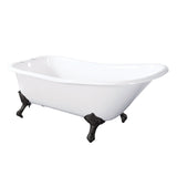 Aqua Eden 67-Inch Cast Iron Classic Flat-Rim Single Slipper Clawfoot Tub (7-Inch Faucet Drillings)