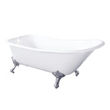 Aqua Eden 67-Inch Cast Iron Classic Flat-Rim Single Slipper Clawfoot Tub (7-Inch Faucet Drillings)