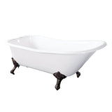 Aqua Eden 67-Inch Cast Iron Classic Flat-Rim Single Slipper Clawfoot Tub (7-Inch Faucet Drillings)