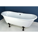 Aqua Eden 67-Inch Cast Iron Oval Double Slipper Clawfoot Tub (7-Inch Faucet Drillings)