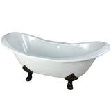 Aqua Eden 72-Inch Cast Iron Oval Double Slipper Clawfoot Tub (7-Inch Faucet Drillings)