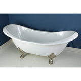 Aqua Eden 72-Inch Cast Iron Oval Double Slipper Clawfoot Tub (7-Inch Faucet Drillings)