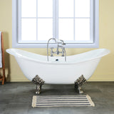 Aqua Eden 61-Inch Cast Iron Oval Double Slipper Clawfoot Tub (7-Inch Faucet Drillings)