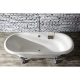 Aqua Eden 72-Inch Cast Iron Oval Double Ended Clawfoot Tub (No Faucet Drillings)