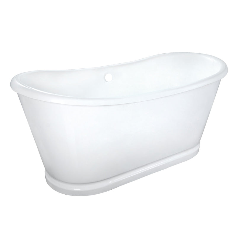 Aqua Eden 72-Inch Cast Iron Oval Double Slipper Pedestal Tub (No Faucet Drillings)