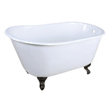 Onamia 48-Inch Cast Iron Oval Single Slipper Clawfoot Tub (No Faucet Drillings)