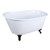 Onamia 48-Inch Cast Iron Oval Single Slipper Clawfoot Tub (No Faucet Drillings)