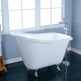 Tazatina 51-Inch Cast Iron Classic Flat-Rim Single Slipper Clawfoot Tub (No Faucet Drillings)