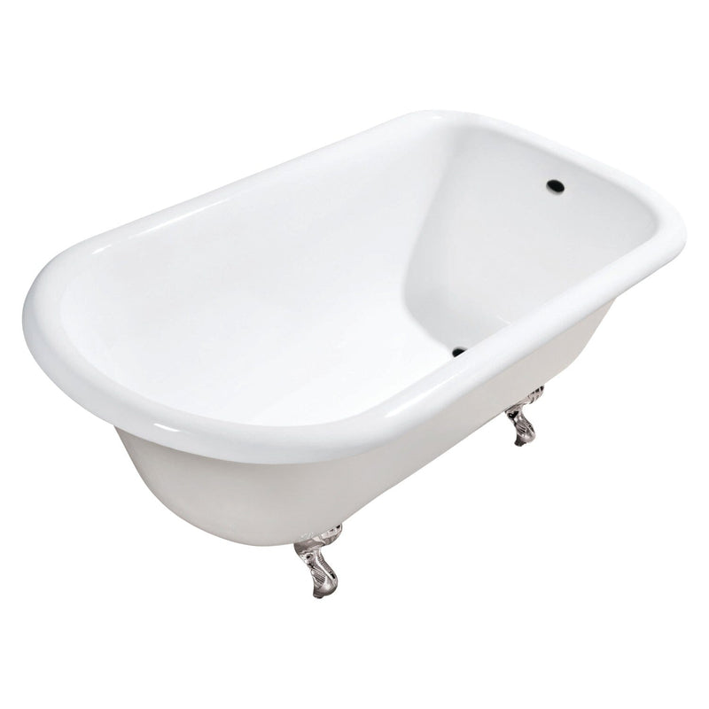 Aqua Eden 54-Inch Cast Iron Classic Flat-Rim Roll Top Clawfoot Tub (No Faucet Drillings)