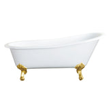 Tazatina 54-Inch Cast Iron Oval Single Slipper Clawfoot Tub (No Faucet Drillings)