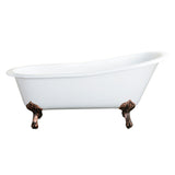 Tazatina 57-Inch Cast Iron Oval Single Slipper Clawfoot Tub (No Faucet Drillings)