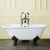 Aqua Eden 60-Inch Cast Iron Oval Double Ended Clawfoot Tub (No Faucet Drillings)