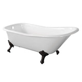 Aqua Eden 67-Inch Cast Iron Classic Flat-Rim Single Slipper Clawfoot Tub (No Faucet Drillings)