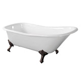 Aqua Eden 67-Inch Cast Iron Classic Flat-Rim Single Slipper Clawfoot Tub (No Faucet Drillings)