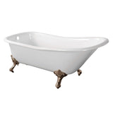 Aqua Eden 67-Inch Cast Iron Classic Flat-Rim Single Slipper Clawfoot Tub (No Faucet Drillings)