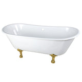 Aqua Eden 67-Inch Cast Iron Oval Double Slipper Clawfoot Tub (No Faucet Drillings)