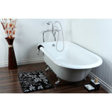 Aqua Eden 66-Inch Cast Iron Oval Rectangular Roll Top Clawfoot Tub (No Faucet Drillings)