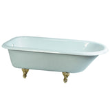 Aqua Eden 66-Inch Cast Iron Oval Rectangular Roll Top Clawfoot Tub (No Faucet Drillings)