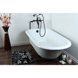 Aqua Eden 66-Inch Cast Iron Oval Rectangular Roll Top Clawfoot Tub (No Faucet Drillings)
